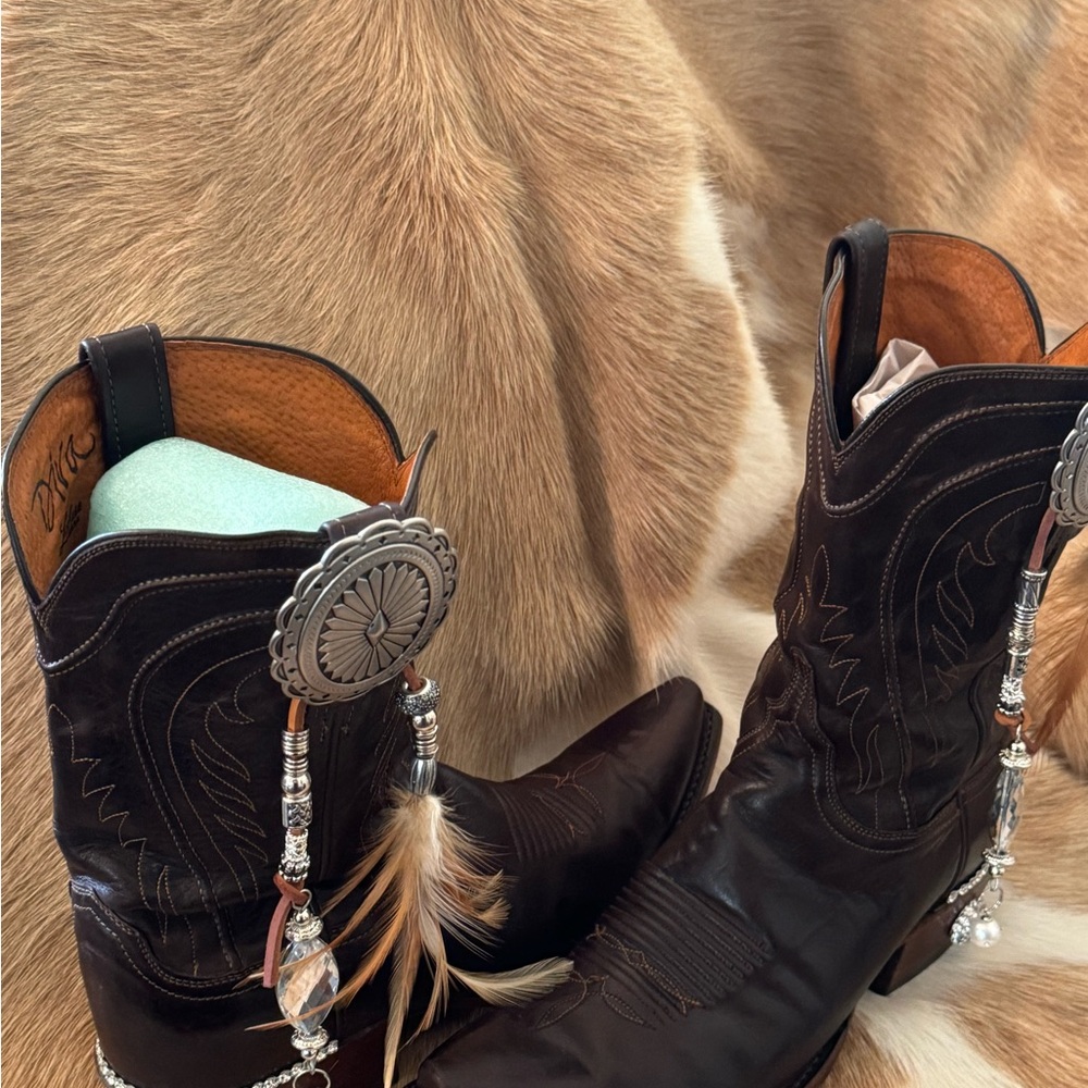 Lucchese Black and Brown Western Boots - Picture 2 of 13